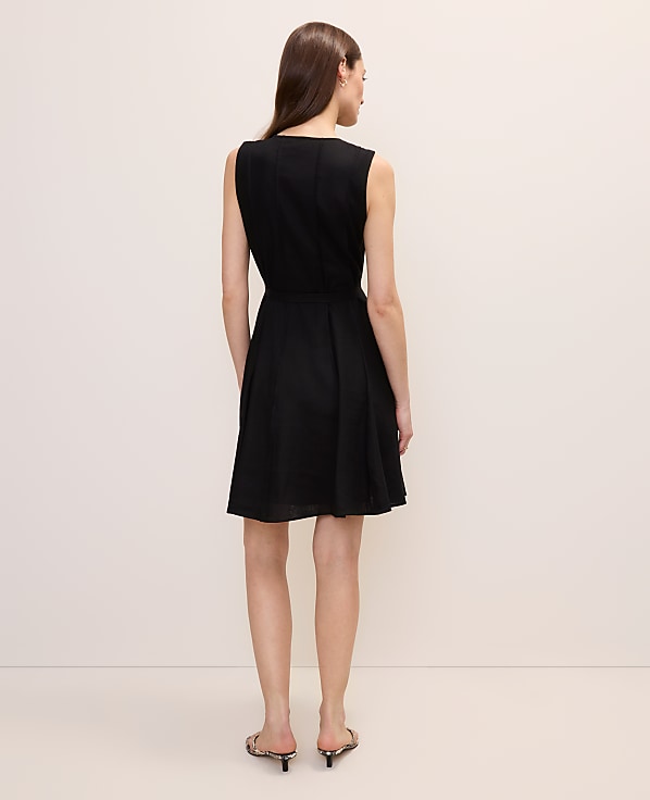 Belted Crew Neck Flare Dress
