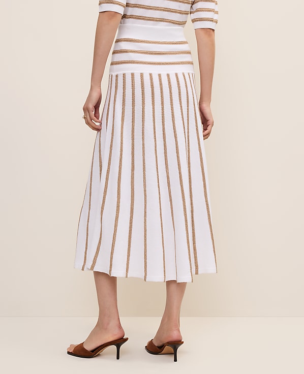 Petite Striped A-Line Sweater Midi Skirt