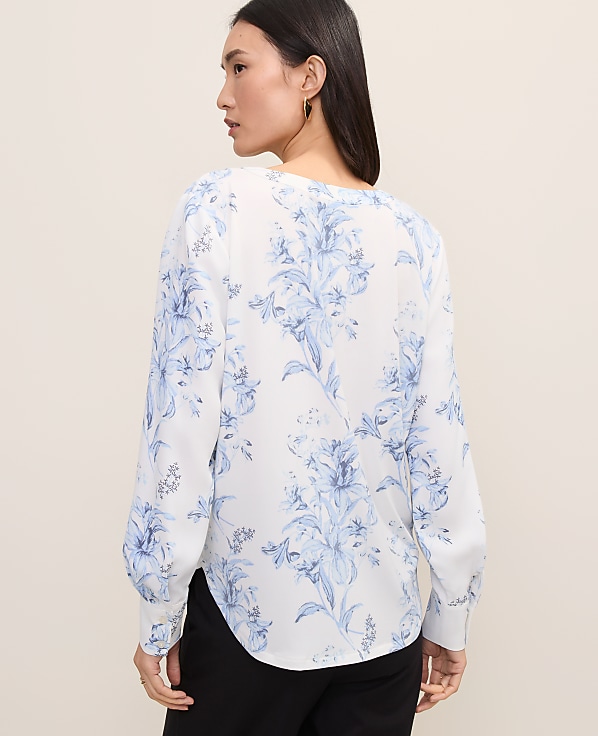 Petite Floral Pleat Front Top