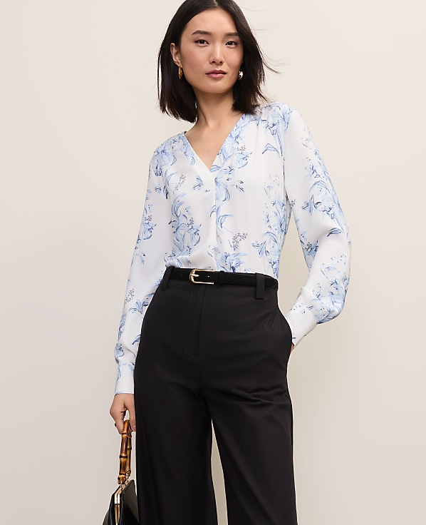 Petite Floral Pleat Front Top