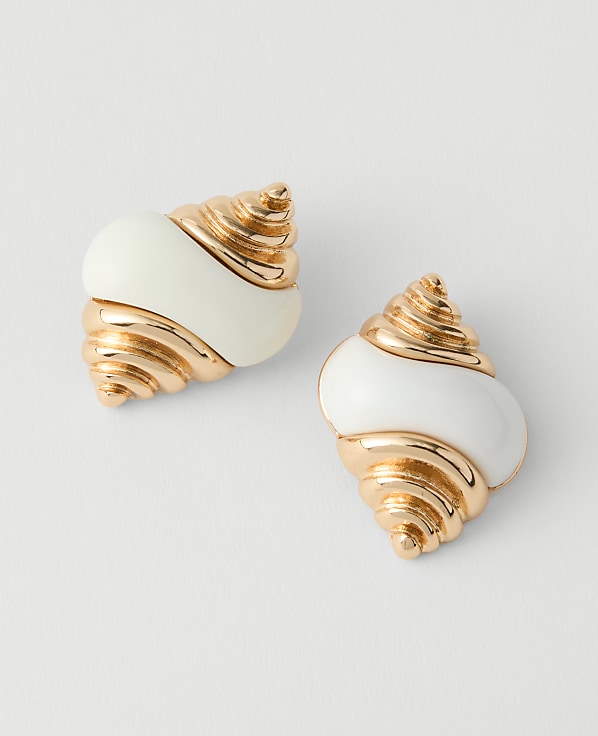 Enamel Conch Stud Earrings