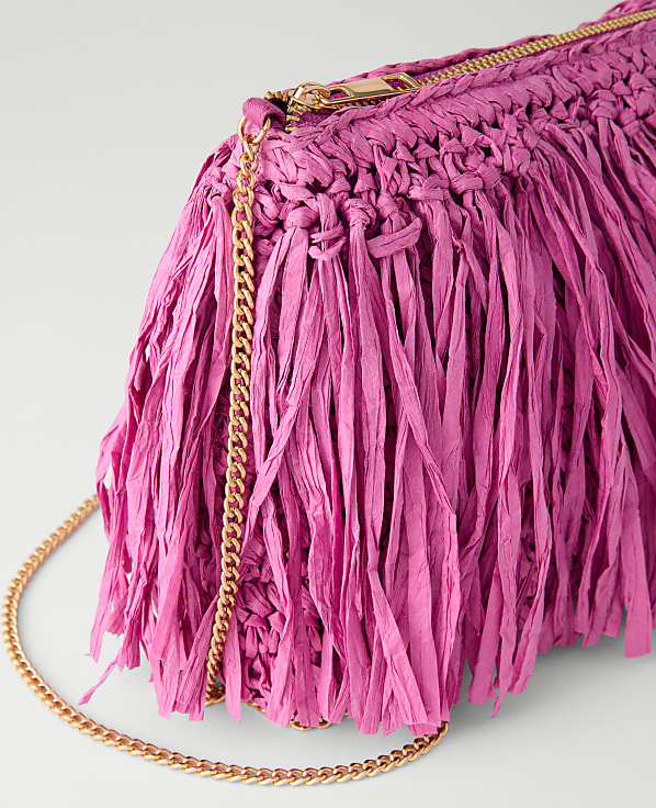 Raffia Fringe Clutch