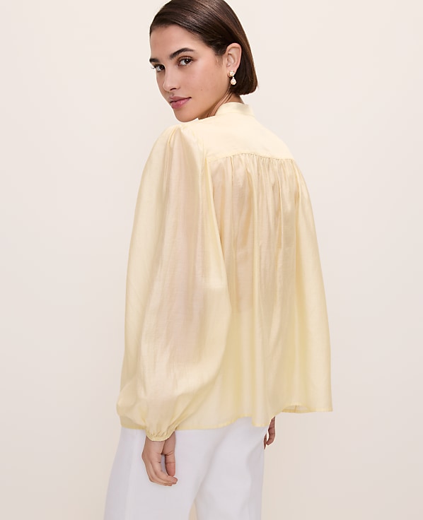 Petite Embroidered Gathered Blouse