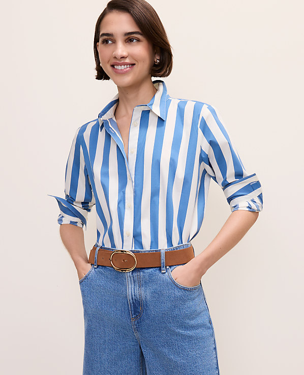 Petite Striped Relaxed Perfect Shirt