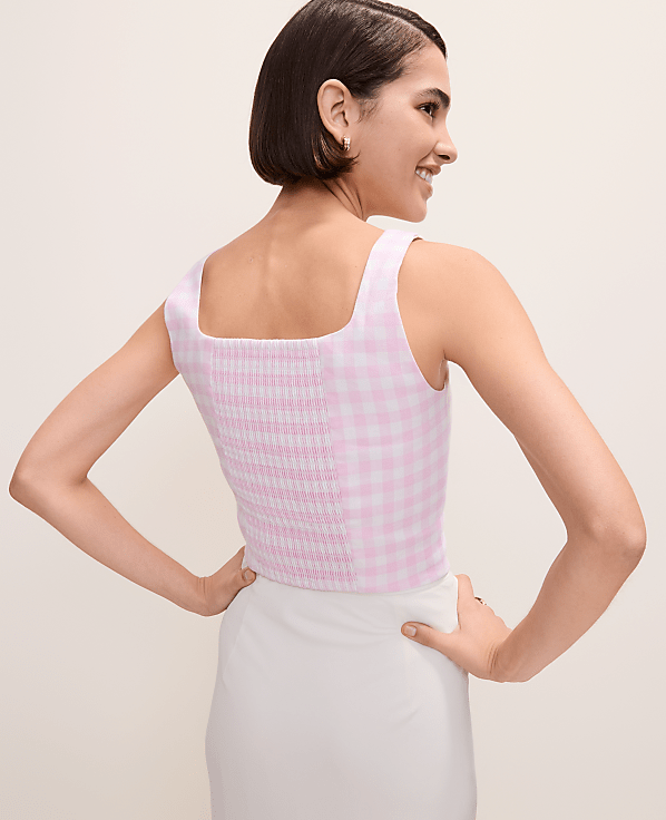 Gingham Linen Blend Tank Top