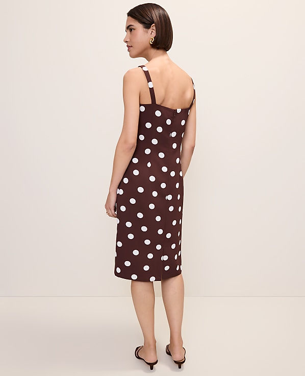 Petite Polka Dot Square Neck Sheath Dress