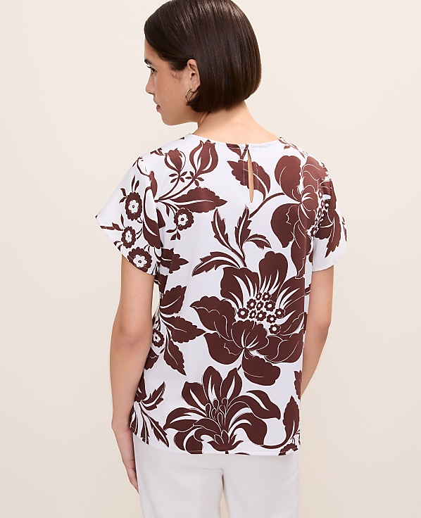 Petite Floral Mixed Media Crew Neck Tee