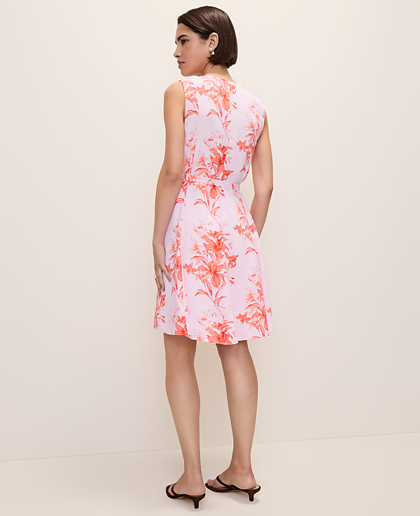 Floral Belted Flare Dress