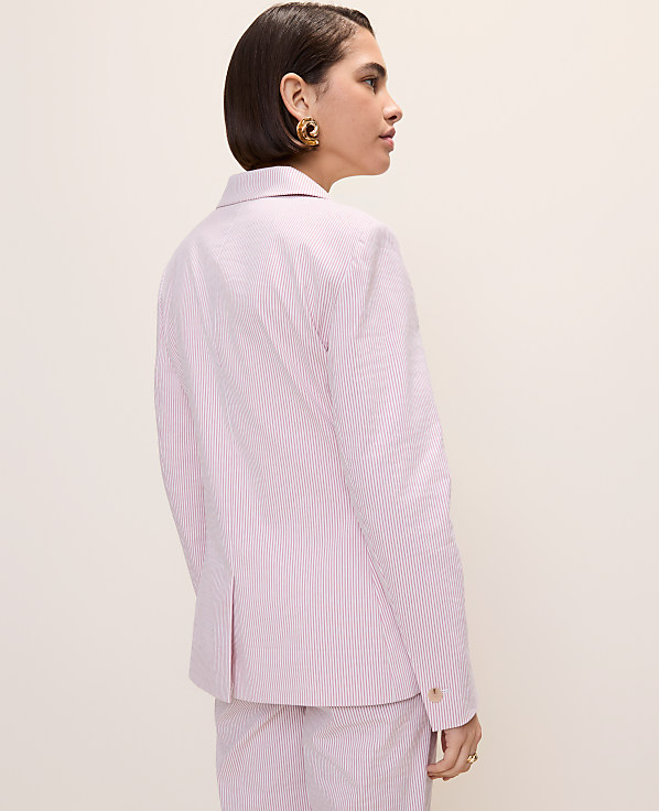 The Petite Single Button Blazer in Seersucker