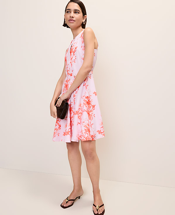 Floral Belted Flare Dress