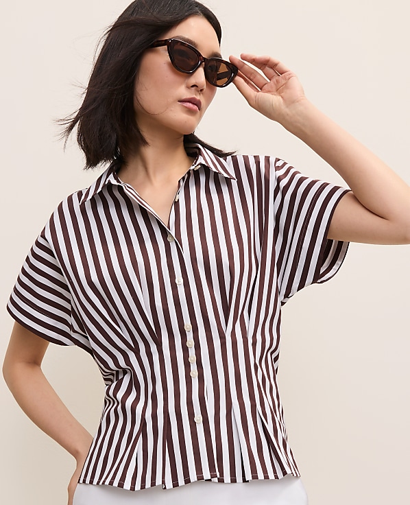 Striped Pleated Blouse
