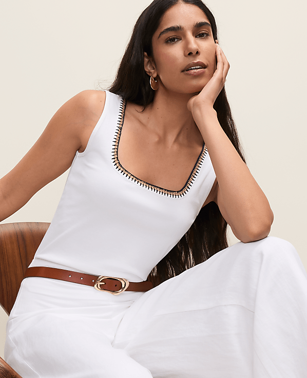 Petite Crochet Trim Tank Top