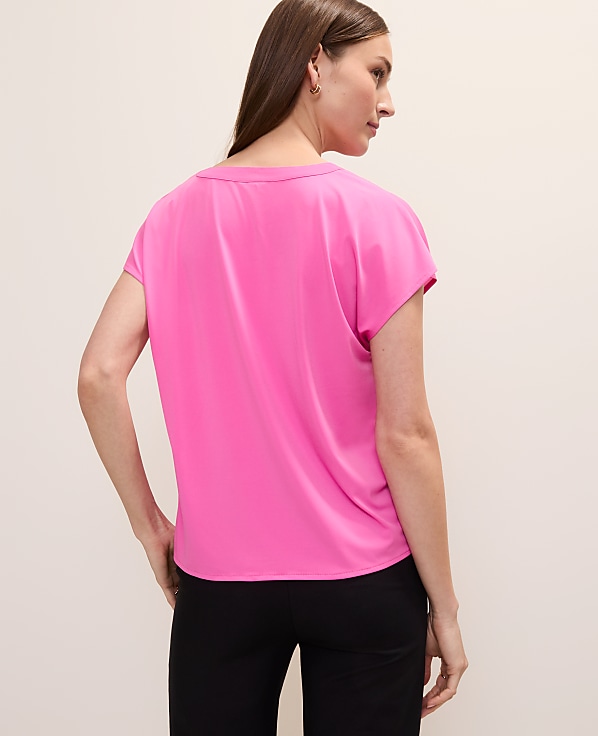 Petite Mixed Media Pleat Front Top