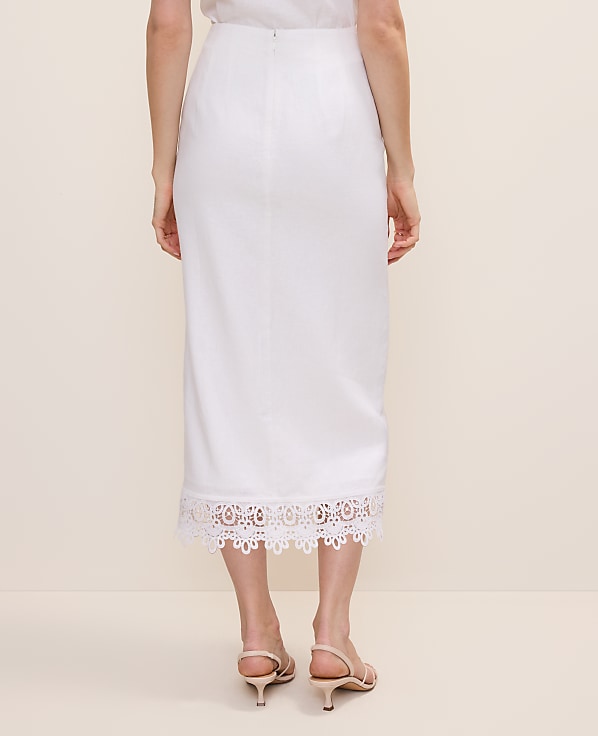 Petite Wrap Midi Skirt in Linen Blend