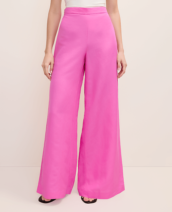 The Petite Statement Palazzo Pant in Linen Blend