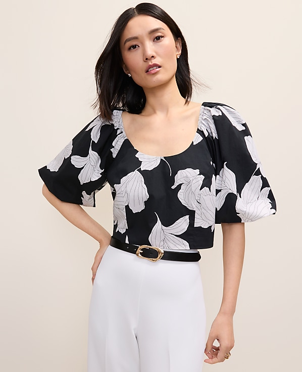 Petite Floral Puff Sleeve Top