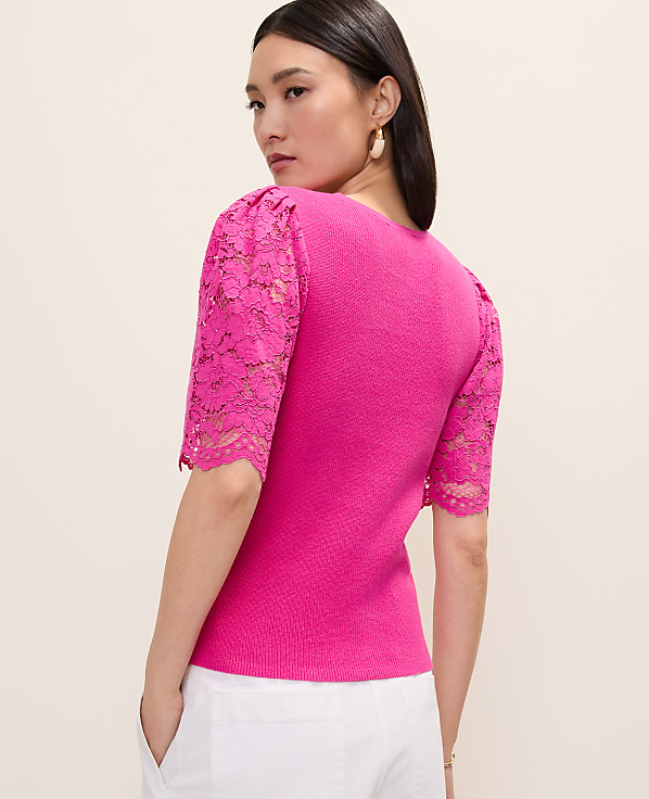 Lace Trimmed Sweater Top