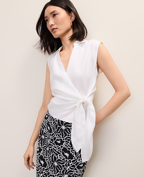 Tie Waist Blouse in Linen