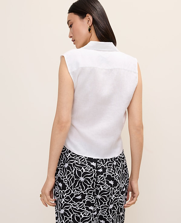 Tie Waist Blouse in Linen