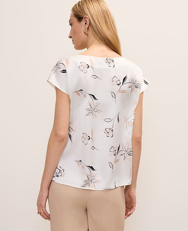 Petite Floral Satin Cowl Neck Top