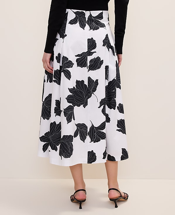 Petite Floral Pleated Midi Skirt