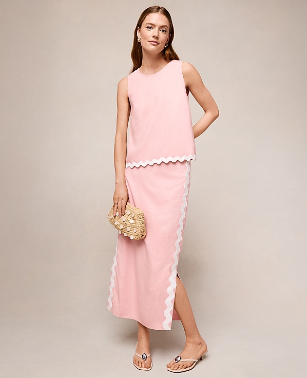 Midi Skirt in Linen Blend