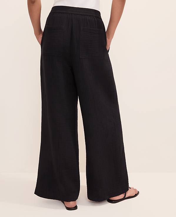 The Petite Easy Fit Wide-Leg Pant in Cotton Gauze