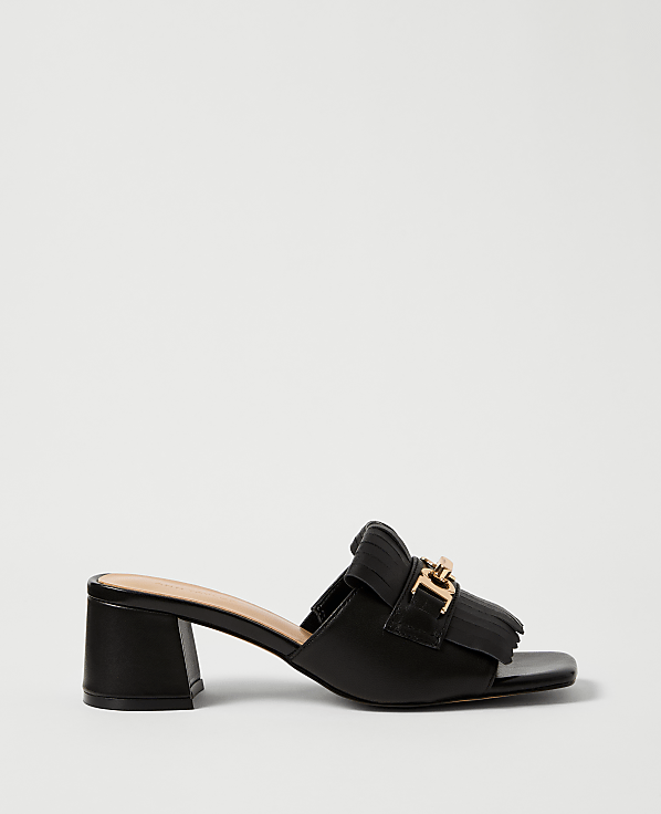 Leather Kiltie Block Heel Sandal