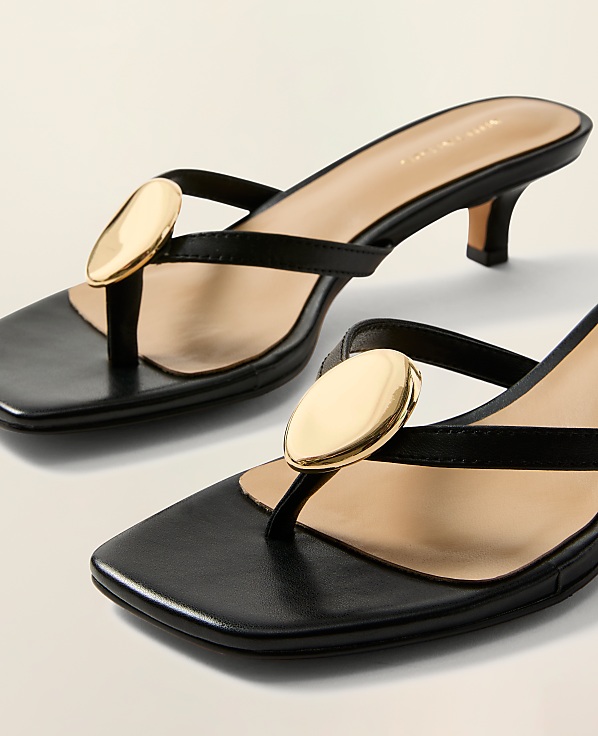 Leather Kitten Heel Sandal