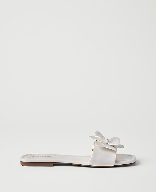 Leather Flower Embellished Sandal