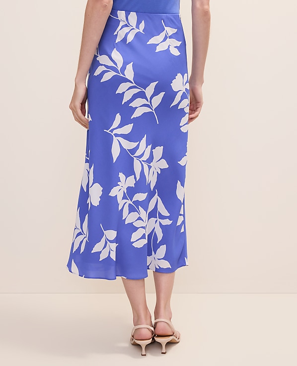 Petite Floral Bias Slip Skirt in Satin