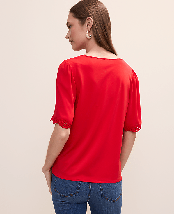 Embroidered Mixed Media Top