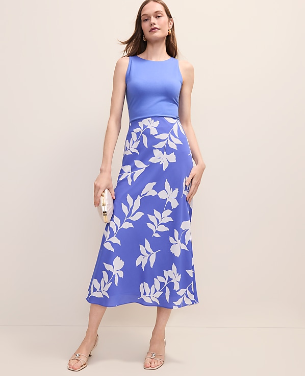 Floral Bias Slip Skirt in Satin