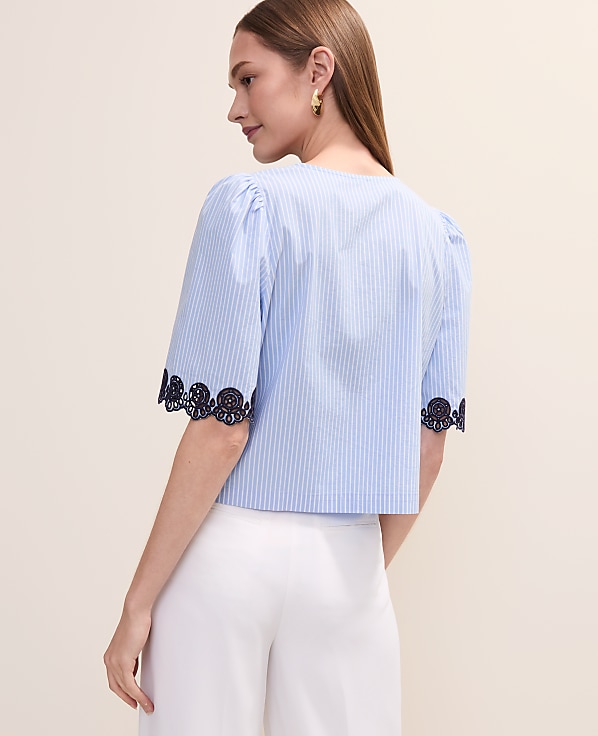 Striped Tie Front Top