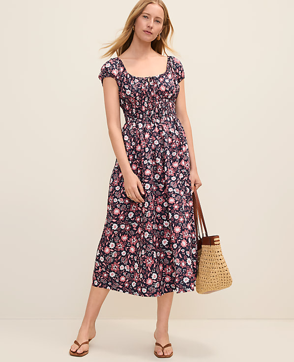 Petite Floral Smocked Midi Dress