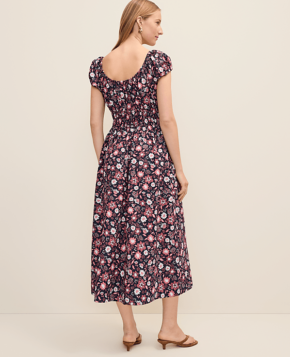 Petite Floral Smocked Midi Dress