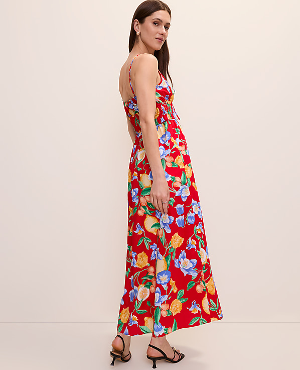 Petite Floral Gathered Maxi Dress