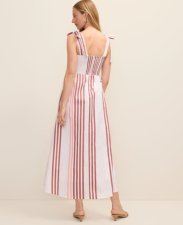 Petite Weekend Striped Tie Strap Midi Dress