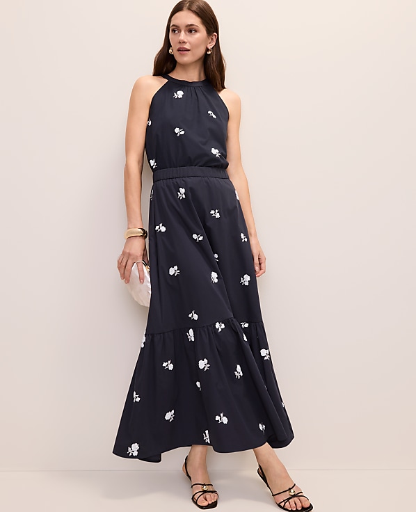 Sequin Embellished Tiered Maxi Skirt