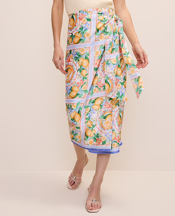 Lemon Wrap Skirt in Satin