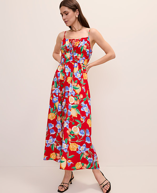 Floral Gathered Maxi Dress