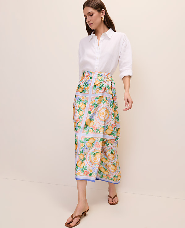 Lemon Wrap Skirt in Satin