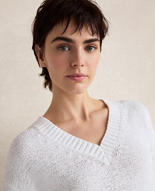 Haven Well Within Cotton Blend Tape Yarn V-Neck Sweater