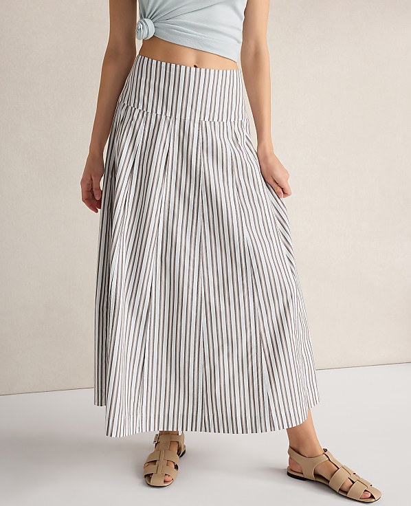 Haven Well Within Organic Cotton Poplin Stripe Drop Waist Skirt