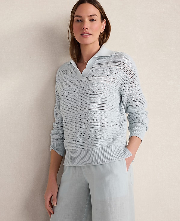 Haven Well Within Cotton Mixed Stitch Johnny Collar Sweater