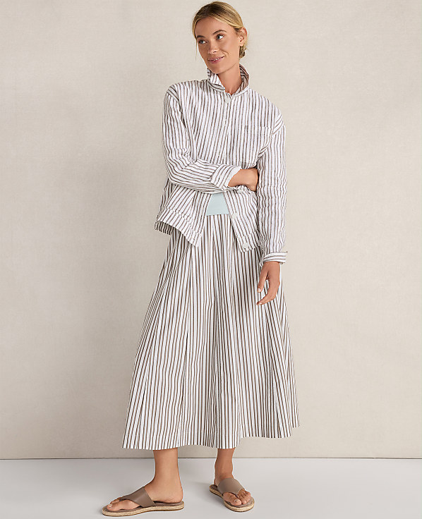 Haven Well Within Organic Cotton Poplin Stripe Drop Waist Skirt