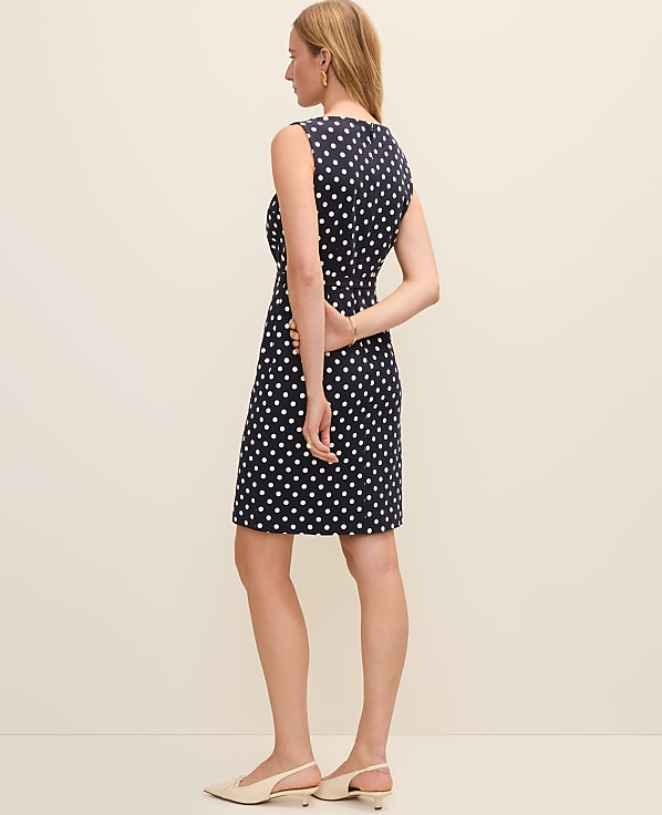 The Petite Belted Shift Dress in Polka Dot