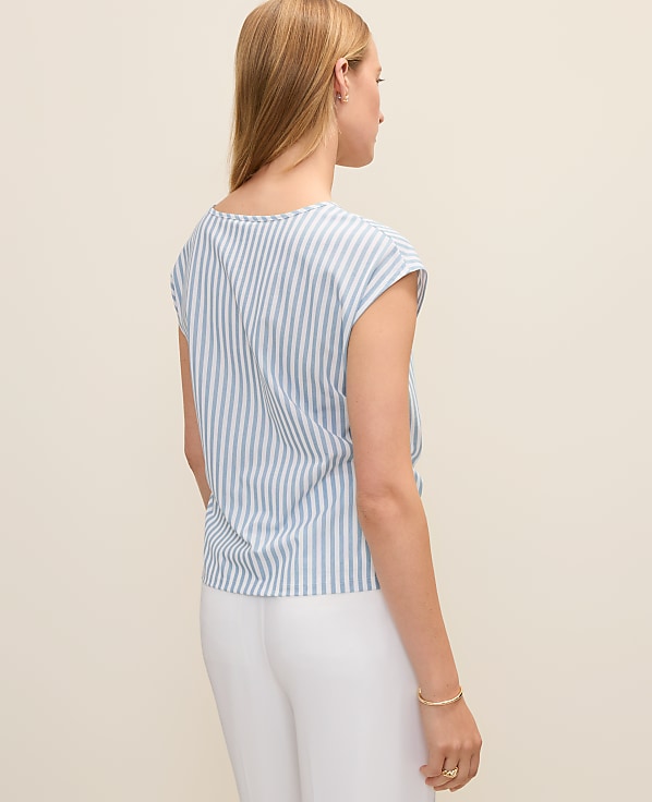 Petite Striped Tie Waist Tee