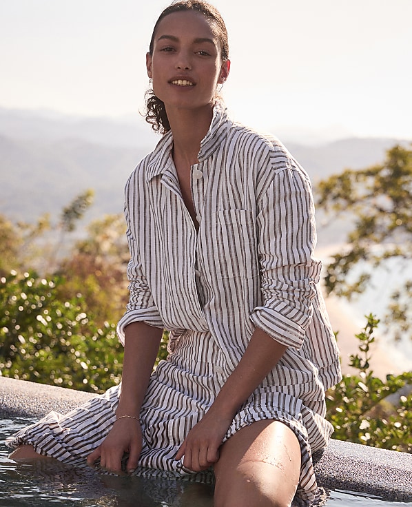 Haven Well Within Everweave Linen Stripe Boxy Jacket