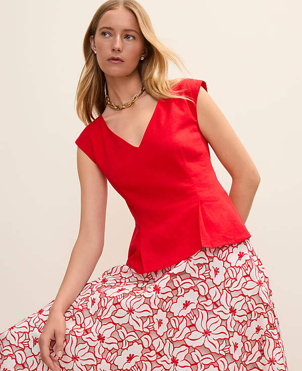 Petite Peplum Top in Satin